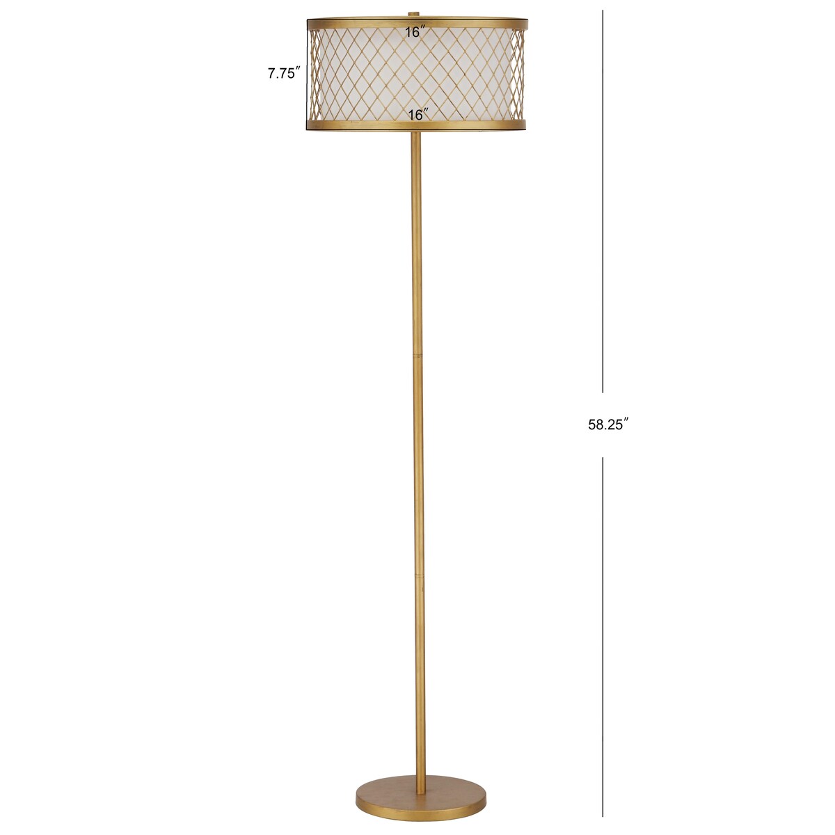 SAFAVIEH Lighting Gillian 58-inch Mesh Gold 2-Light Floor Lamp - 16"x16"x58.25" - Antique Gold - 16Wx16Dx58H