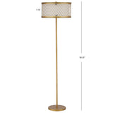 SAFAVIEH Lighting Gillian 58-inch Mesh Gold 2-Light Floor Lamp - 16"x16"x58.25" - Antique Gold - 16Wx16Dx58H