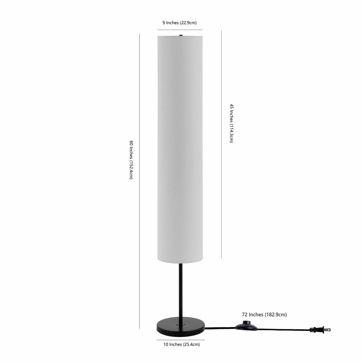 SAFAVIEH Lighting Gladis 60-inch Cylinder Led Floor Lamp - 10" W x 10" L x 60" H - Black - 10Wx10Dx60H