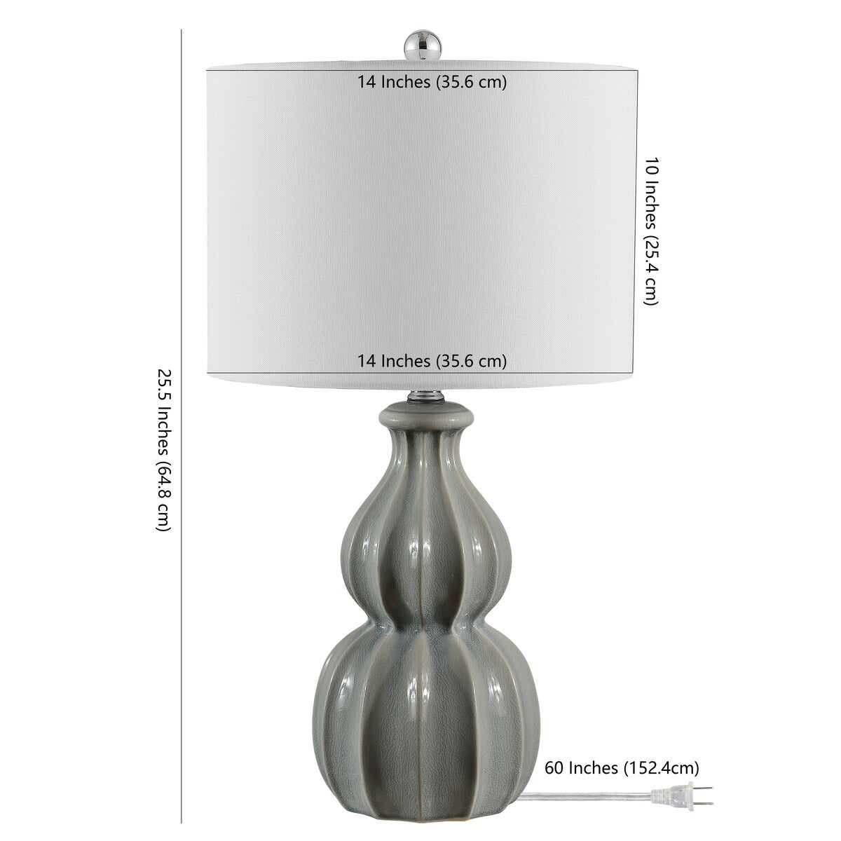 SAFAVIEH Lighting Gladys 24.5-inch Ceramic Table Lamp - 14" x 14" x 24.5" - 14Wx14Dx25H