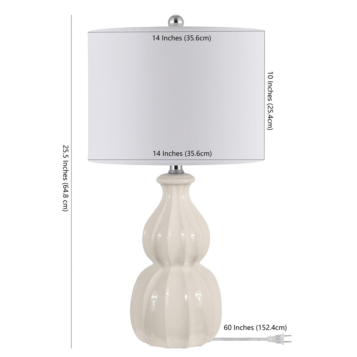 SAFAVIEH Lighting Gladys 24.5-inch Ceramic Table Lamp - 14" x 14" x 24.5" - 14Wx14Dx25H