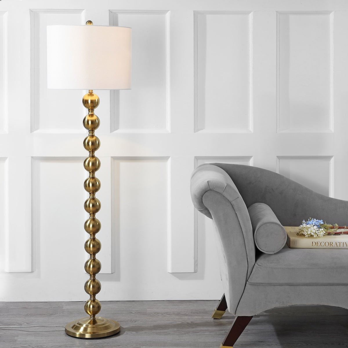 SAFAVIEH Lighting Goretti 59-inch Stacked Ball Nickel Floor Lamp - 15"x15"x58.5" - 15Wx15Dx59H