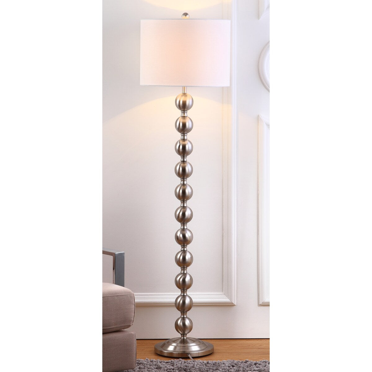 SAFAVIEH Lighting Goretti 59-inch Stacked Ball Nickel Floor Lamp - 15"x15"x58.5" - 15Wx15Dx59H