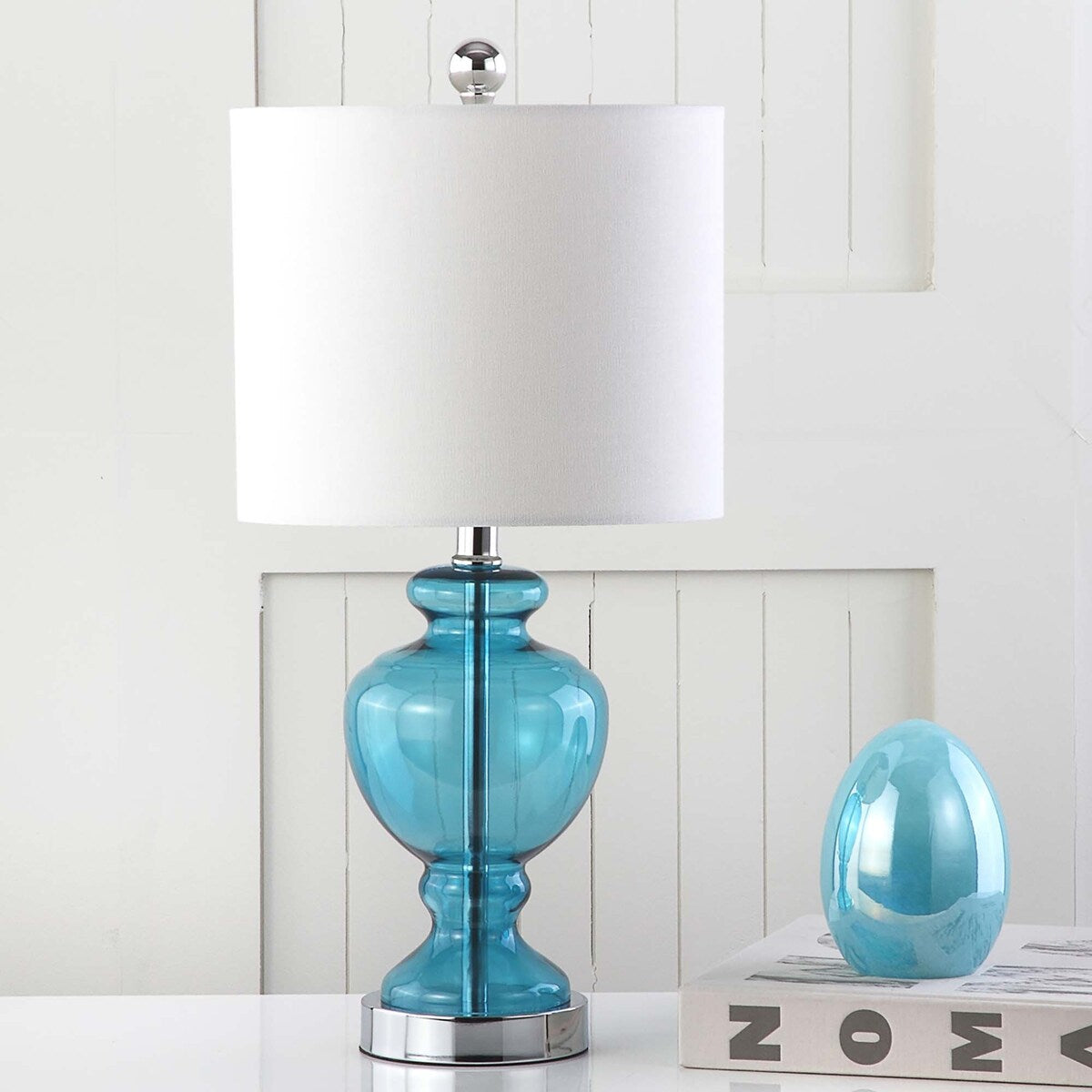 SAFAVIEH Lighting Gottfrieda 21-inch Monaco Blue LED Table Lamp - 10"x10"x21" - 10Wx10Dx21H