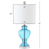 SAFAVIEH Lighting Gottfrieda 21-inch Monaco Blue LED Table Lamp - 10"x10"x21" - 10Wx10Dx21H