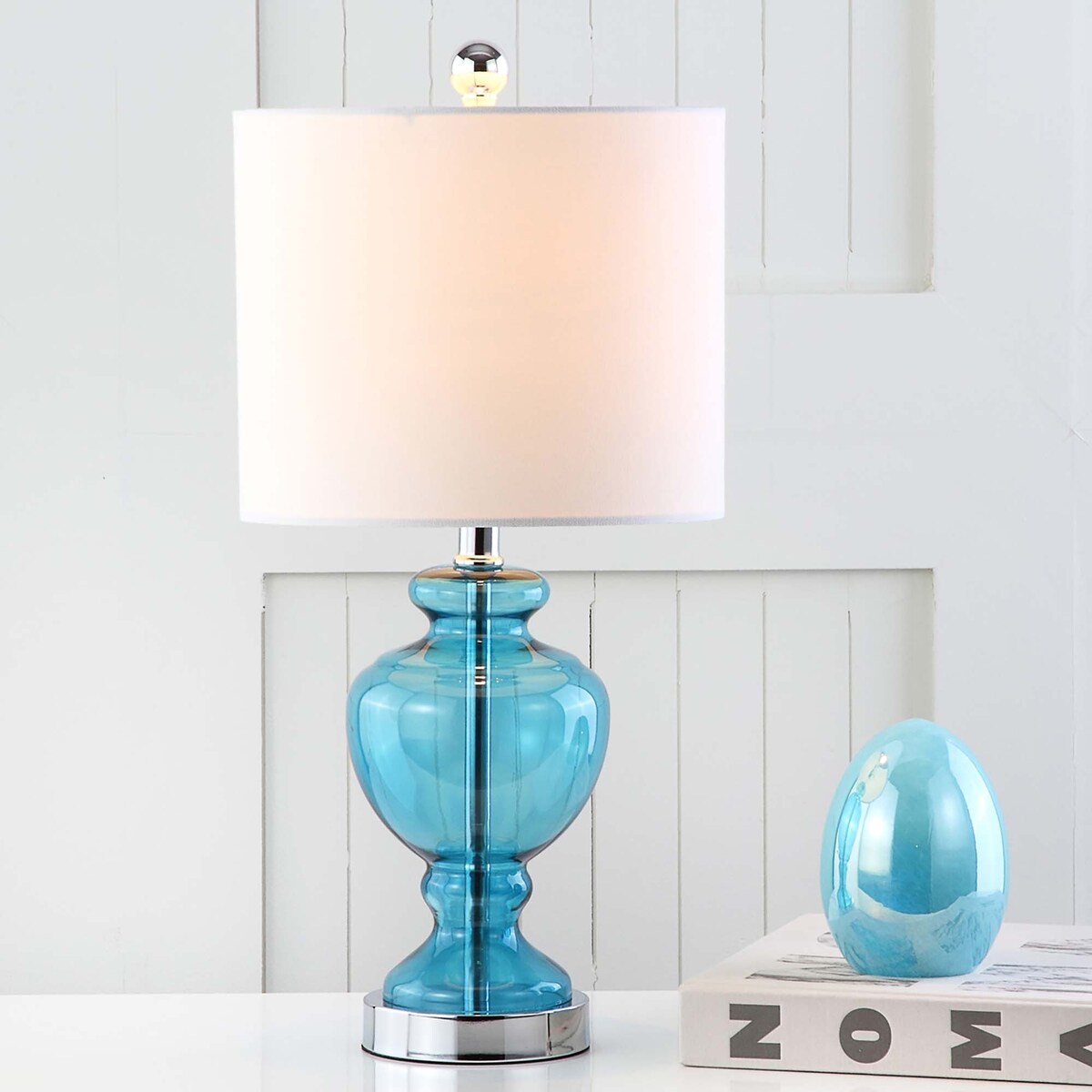 SAFAVIEH Lighting Gottfrieda 21-inch Monaco Blue LED Table Lamp - 10"x10"x21" - 10Wx10Dx21H