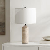 SAFAVIEH Lighting Grainne Travertine 24-inch Table Lamp (LED Bulb Included) - 14 In. W x 14 x In. D 24 In. H - 14Wx14Dx24H