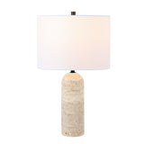 SAFAVIEH Lighting Grainne Travertine 24-inch Table Lamp (LED Bulb Included) - 14 In. W x 14 x In. D 24 In. H - 14Wx14Dx24H