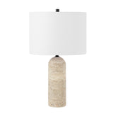 SAFAVIEH Lighting Grainne Travertine 24-inch Table Lamp (LED Bulb Included) - 14 In. W x 14 x In. D 24 In. H - 14Wx14Dx24H