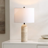 SAFAVIEH Lighting Grainne Travertine 24-inch Table Lamp (LED Bulb Included) - 14 In. W x 14 x In. D 24 In. H - 14Wx14Dx24H