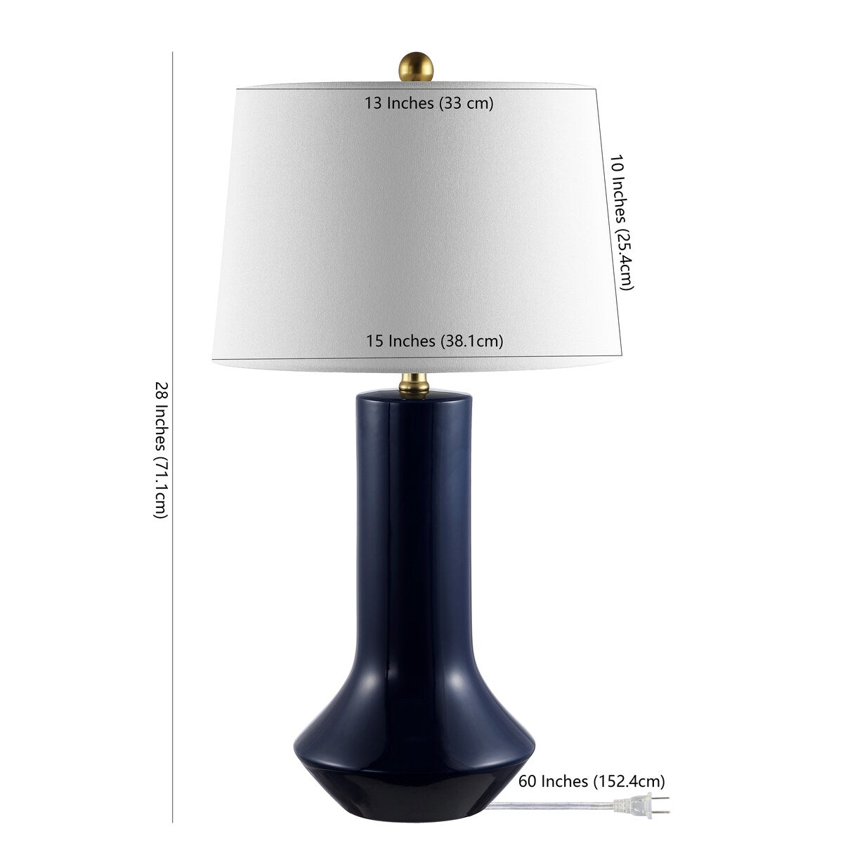 SAFAVIEH Lighting Gurcu Navy Blue 28-inch Ceramic LED Table Lamp - 15" W x 15" L x 28" H - 15Wx15Dx28H