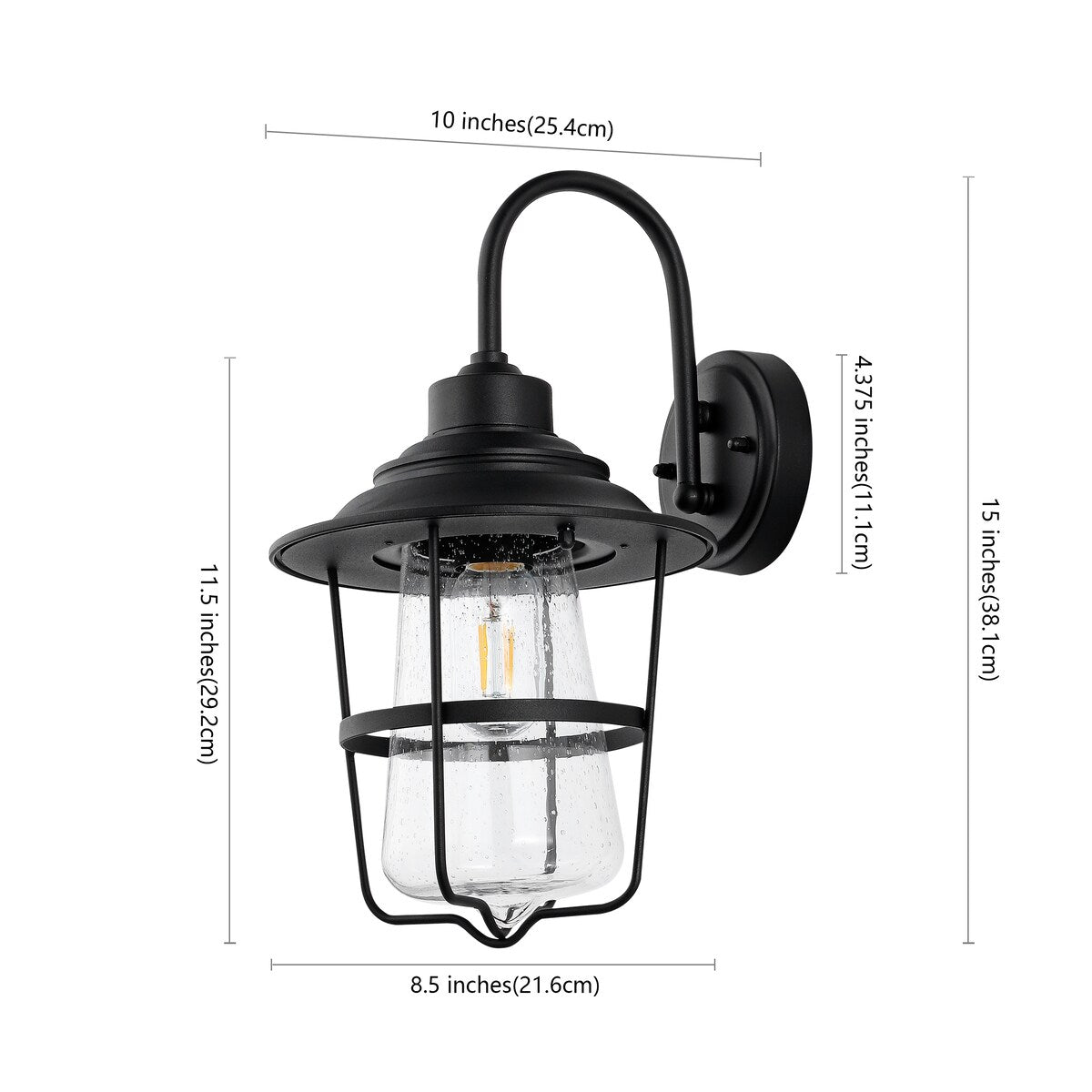 SAFAVIEH Lighting Hallveig Outdoor Wall Sconce - 10" W x 9" D x 15" H - 10Wx9Dx15H