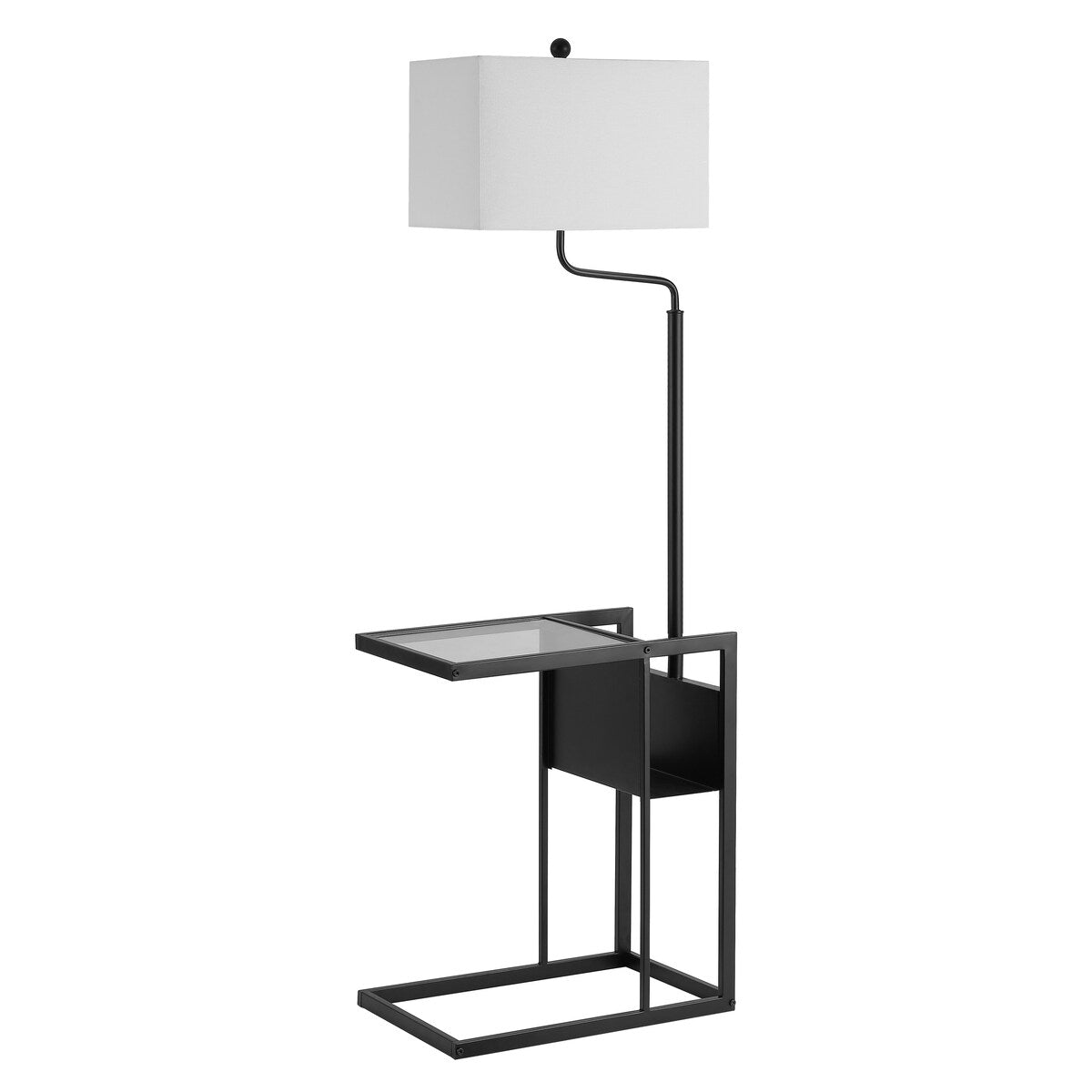 SAFAVIEH Lighting Hansina Janson Table 59-inch Led Floor Lamp - 20" W x 12.8" L x 59" H - Matte Black - 20Wx13Dx59H