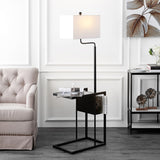 SAFAVIEH Lighting Hansina Janson Table 59-inch Led Floor Lamp - 20" W x 12.8" L x 59" H - Matte Black - 20Wx13Dx59H