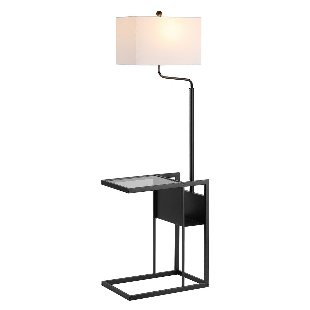 SAFAVIEH Lighting Hansina Janson Table 59-inch Led Floor Lamp - 20" W x 12.8" L x 59" H - Matte Black - 20Wx13Dx59H