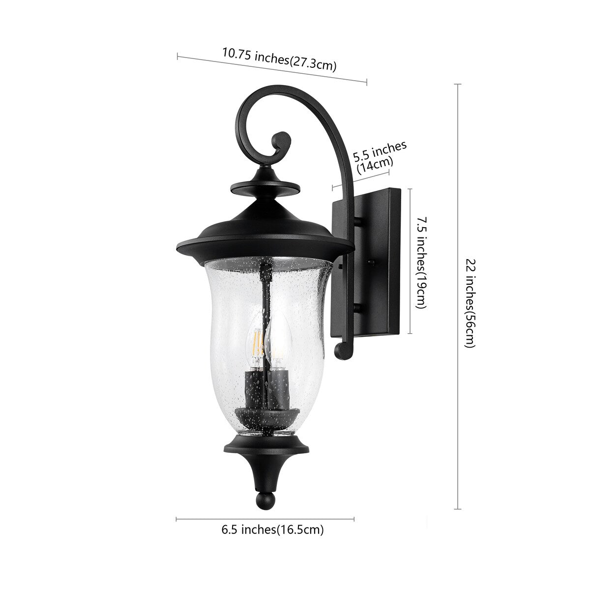 SAFAVIEH Lighting Heidelinde Outdoor Wall Sconce - 11" W x 9" D x 22" H - 11Wx9Dx22H