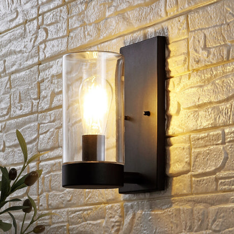 SAFAVIEH Lighting Helia Outdoor Wall Sconce/Black - 5" W x 6" D x 10" H - 5Wx6Dx10H