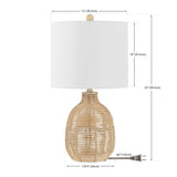 SAFAVIEH Lighting Hristinka Tropical Coastal Boho Rattan 23-inch Table Lamp - 12 In. W x 12 In. D x 23 In. H - 12Wx12Dx23H