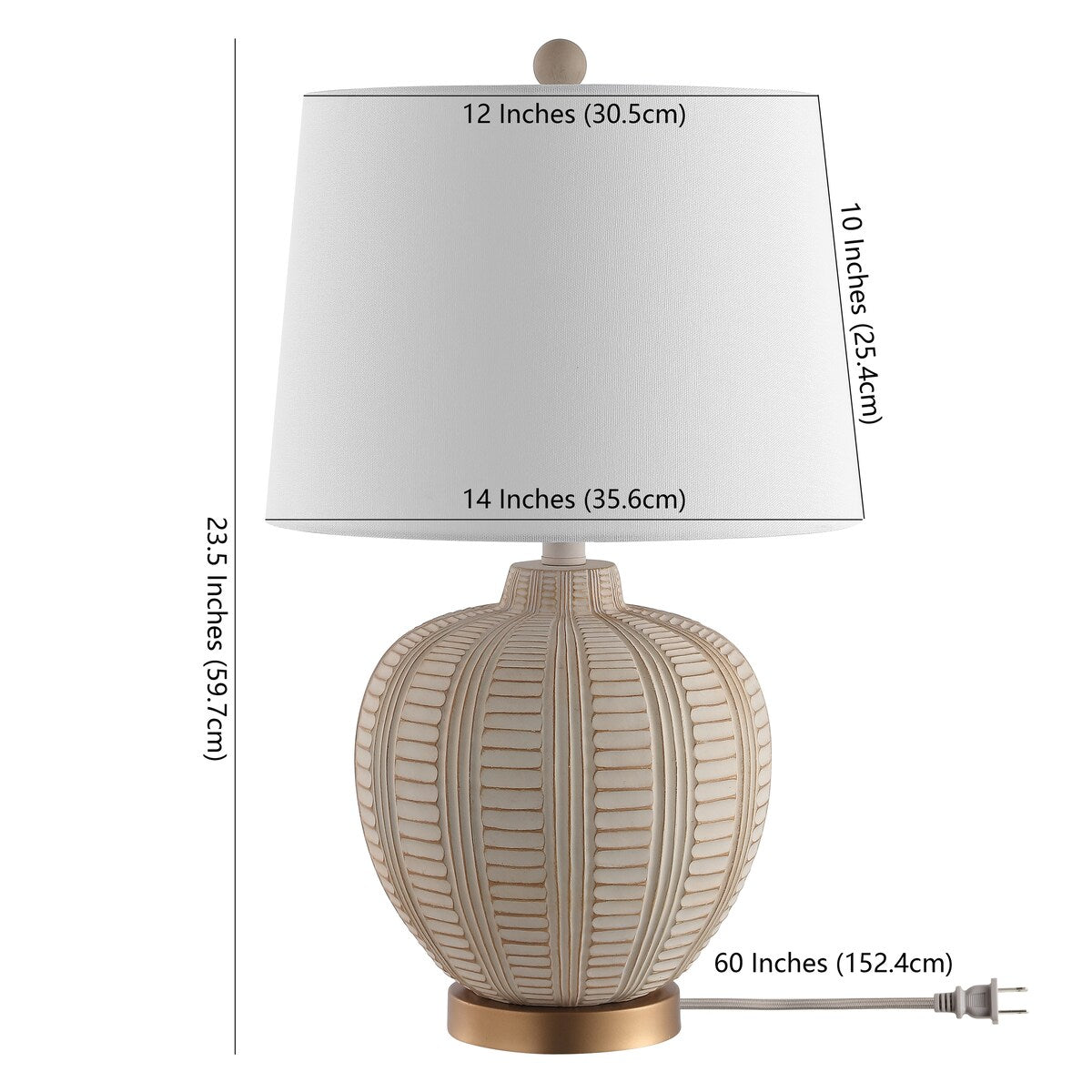 SAFAVIEH Lighting Iacobina 23.5" Table Lamp with Usb - 14" W x 14" D x 23" H - 14Wx14Dx23H