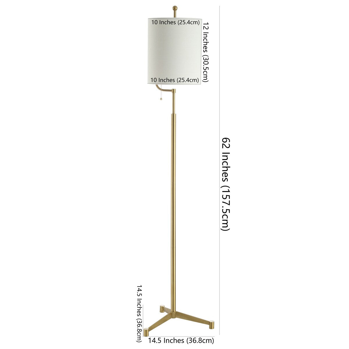 SAFAVIEH Lighting Iana 62-inch Led Floor Lamp - 14.5" x 14.5" x 62" - Brass Gold - 15Wx15Dx62H