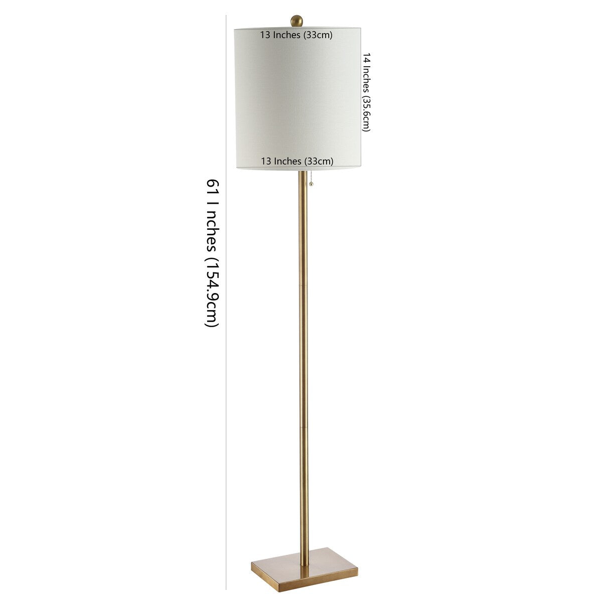 SAFAVIEH Lighting Iginia 61-inch Led Floor Lamp - 13" x 13" x 61" - Brass Gold - 13Wx13Dx61H