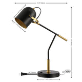 SAFAVIEH Lighting Ingegard 22-inch Desk Task Table Lamp with Usb Charging Port (LED Bulb Included) - 20Wx7Dx22H