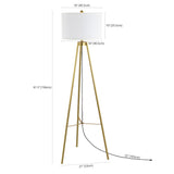 SAFAVIEH Lighting Jadranka 62-inch Tripod Floor Lamp - 22 In. W x 19 In. D x 60 In. H - Gold - 22Wx19Dx60H