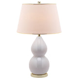 SAFAVIEH Lighting Jamila 26-inch White Double Gourd Ceramic Lamp - 16"x16"x26.5" - 16Wx16Dx27H