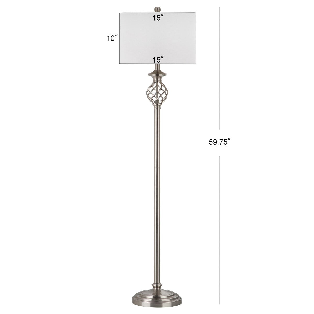 SAFAVIEH Lighting Jenni 60-inch Nickel Floor Lamp - 15"x15"x59.75" - 15Wx15Dx60H