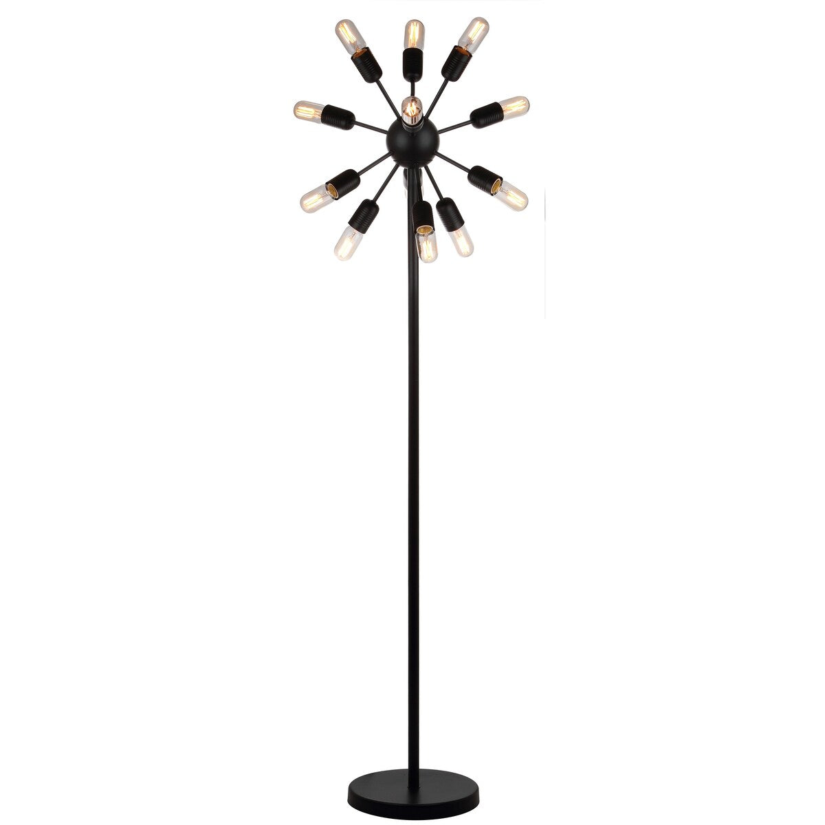 SAFAVIEH Lighting Jenniffer 68-inch Urban 12-Light Retro Edison Bulb Floor Lamp - 17.5"x17.5"x67.5" - Black - 18Wx18Dx68H