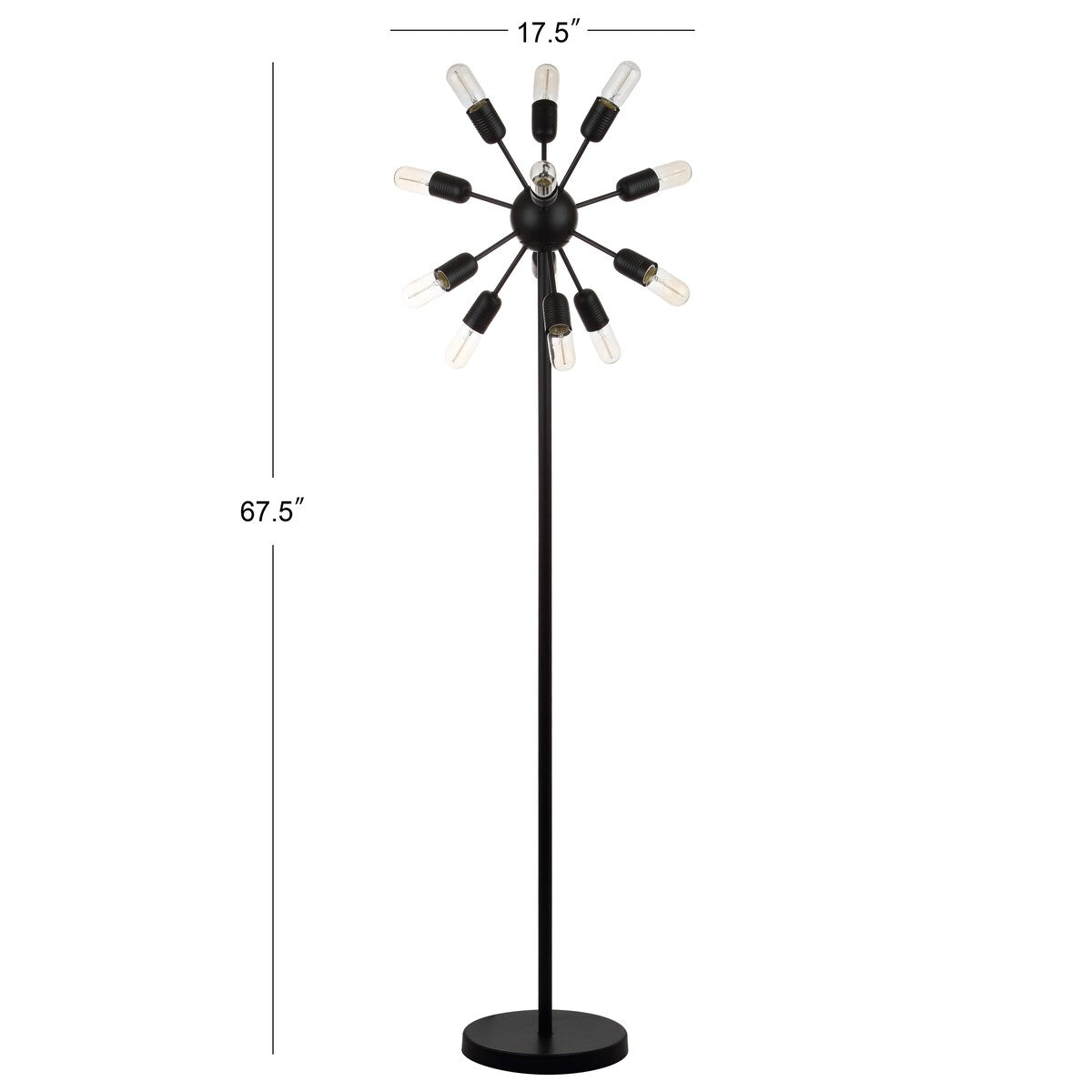 SAFAVIEH Lighting Jenniffer 68-inch Urban 12-Light Retro Edison Bulb Floor Lamp - 17.5"x17.5"x67.5" - Black - 18Wx18Dx68H