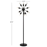 SAFAVIEH Lighting Jenniffer 68-inch Urban 12-Light Retro Edison Bulb Floor Lamp - 17.5"x17.5"x67.5" - Black - 18Wx18Dx68H