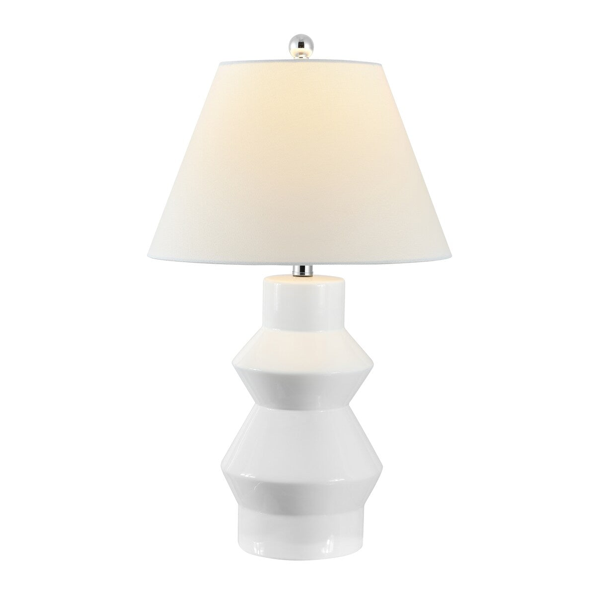 SAFAVIEH Lighting Jevdokija 26-inch Geometric Ceramic LED Table Lamp - 15" W x 15" L x 25.5" H - 15Wx15Dx26H