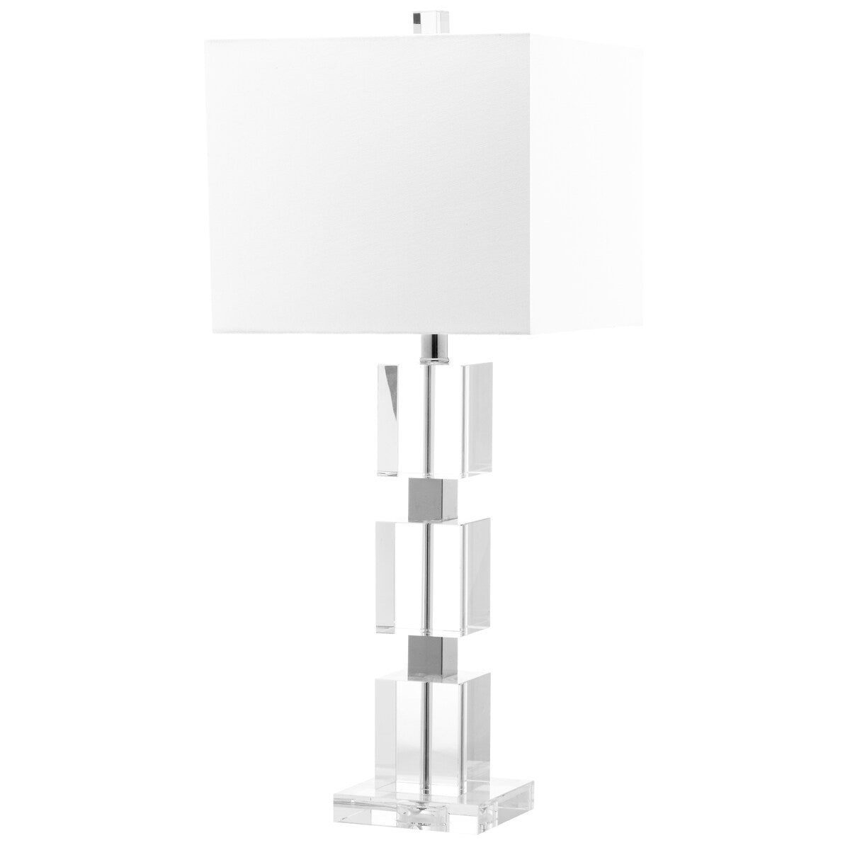 SAFAVIEH Lighting Joell Crystal Stacked Cube 28-inch Table Lamp - 13"x13"x28" - 13Wx13Dx28H