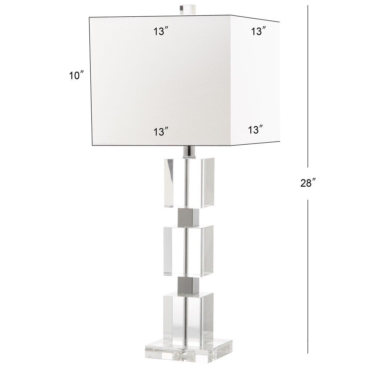 SAFAVIEH Lighting Joell Crystal Stacked Cube 28-inch Table Lamp - 13"x13"x28" - 13Wx13Dx28H