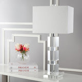 SAFAVIEH Lighting Joell Crystal Stacked Cube 28-inch Table Lamp - 13"x13"x28" - 13Wx13Dx28H