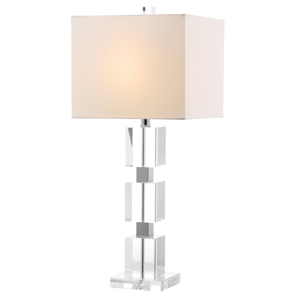 SAFAVIEH Lighting Joell Crystal Stacked Cube 28-inch Table Lamp - 13"x13"x28" - 13Wx13Dx28H