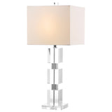 SAFAVIEH Lighting Joell Crystal Stacked Cube 28-inch Table Lamp - 13"x13"x28" - 13Wx13Dx28H