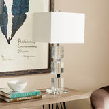 SAFAVIEH Lighting Joell Crystal Stacked Cube 28-inch Table Lamp - 13"x13"x28" - 13Wx13Dx28H