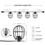 SAFAVIEH Lighting Juliet 10 Ft LED Outdoor String Lights - Black - 120Wx3Dx3H