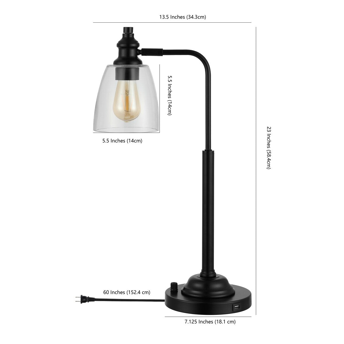 SAFAVIEH Lighting Kaaren 23-inch Iron Led Task Table Lamp - 14" W x 7" L x 23" H - 14Wx7Dx23H