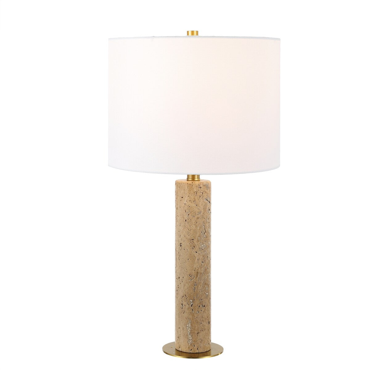 SAFAVIEH Lighting Kaarin Travertine 25-inch Table Lamp (LED Bulb Included) - 13 In. W x 13 In. D x 25 In. H - 13Wx13Dx25H