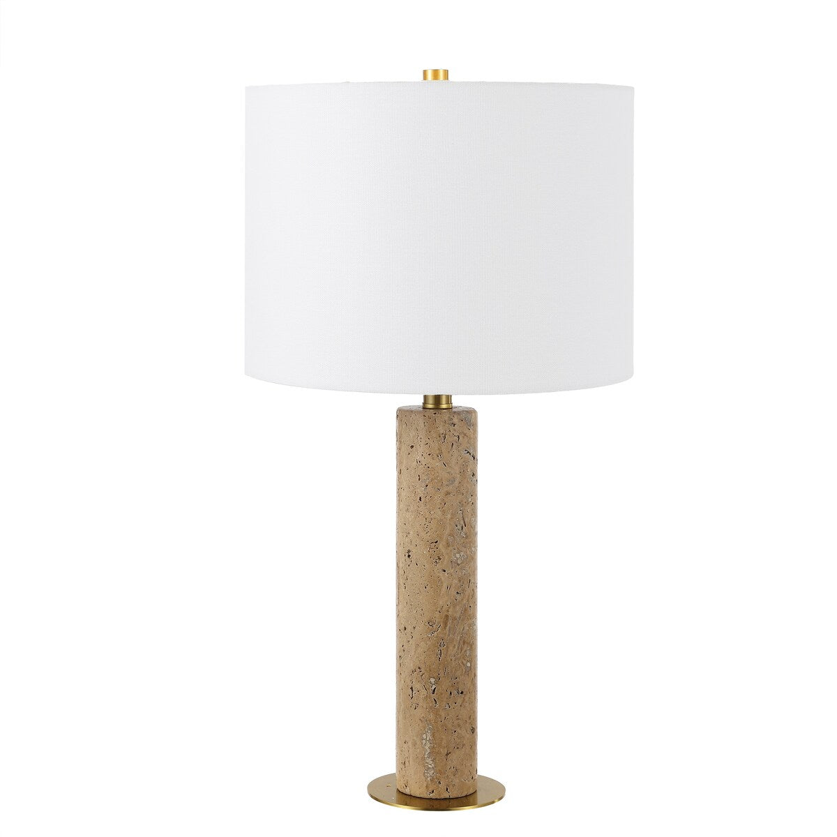 SAFAVIEH Lighting Kaarin Travertine 25-inch Table Lamp (LED Bulb Included) - 13 In. W x 13 In. D x 25 In. H - 13Wx13Dx25H