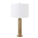 SAFAVIEH Lighting Kaarin Travertine 25-inch Table Lamp (LED Bulb Included) - 13 In. W x 13 In. D x 25 In. H - 13Wx13Dx25H