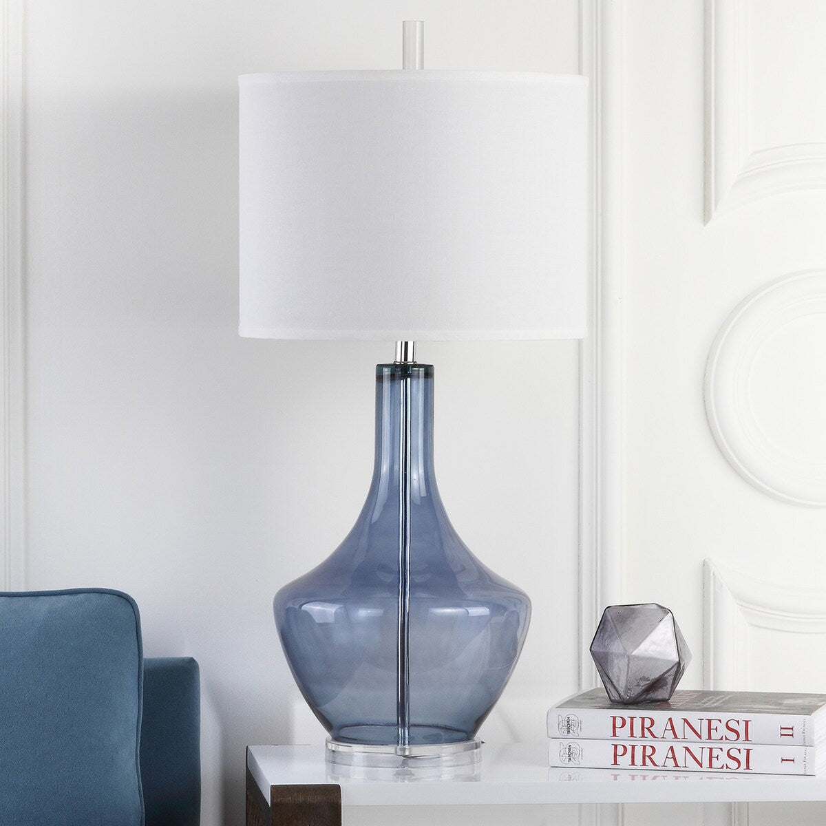 SAFAVIEH Lighting Kami 35-inch Blue Mercury Glass Table Lamp - 16"x16"x34.5" - 16Wx16Dx35H