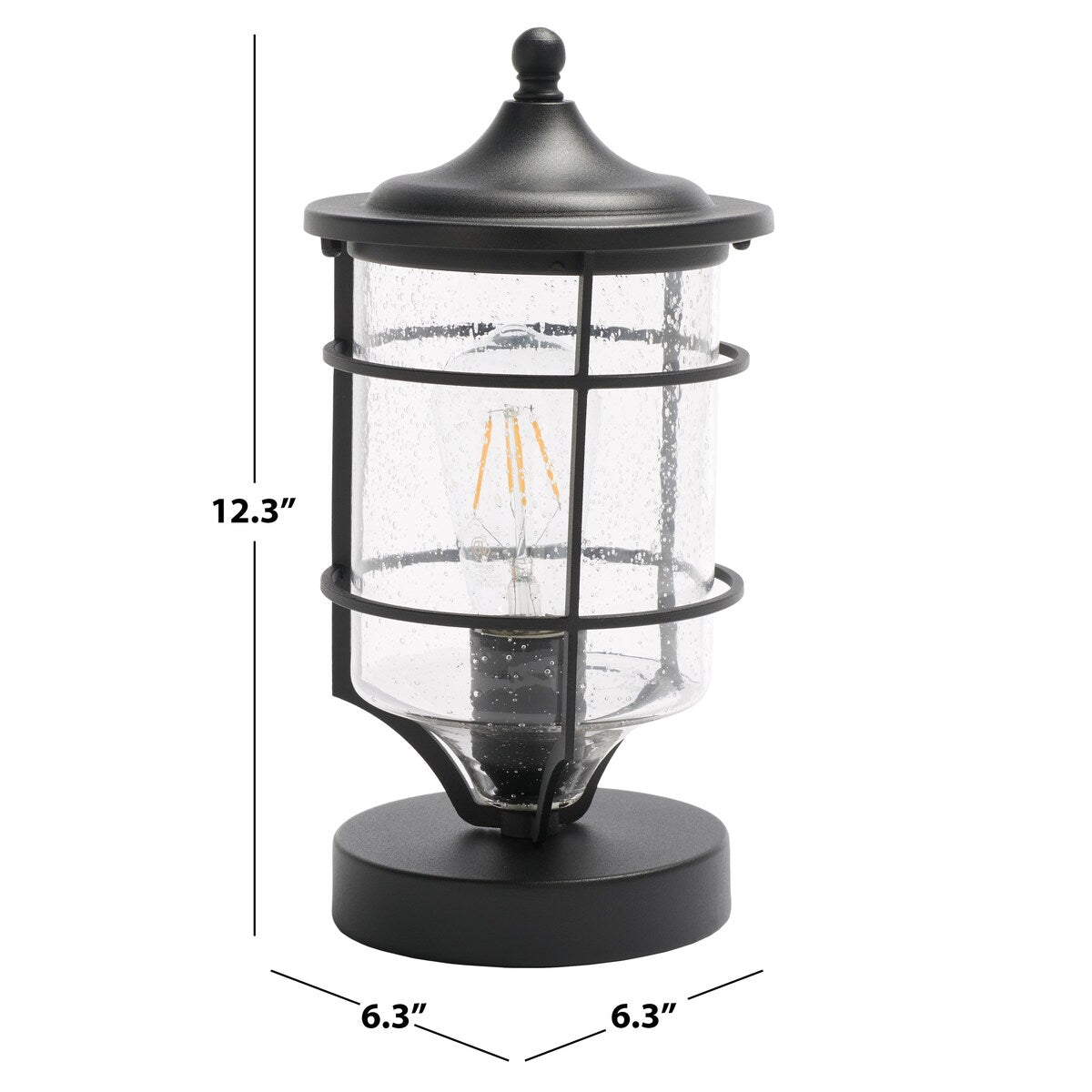 SAFAVIEH Lighting Katrein 6" Rustic Outdoor Table Lamp - 6" W x 6" D x 12" H - 6Wx6Dx12H