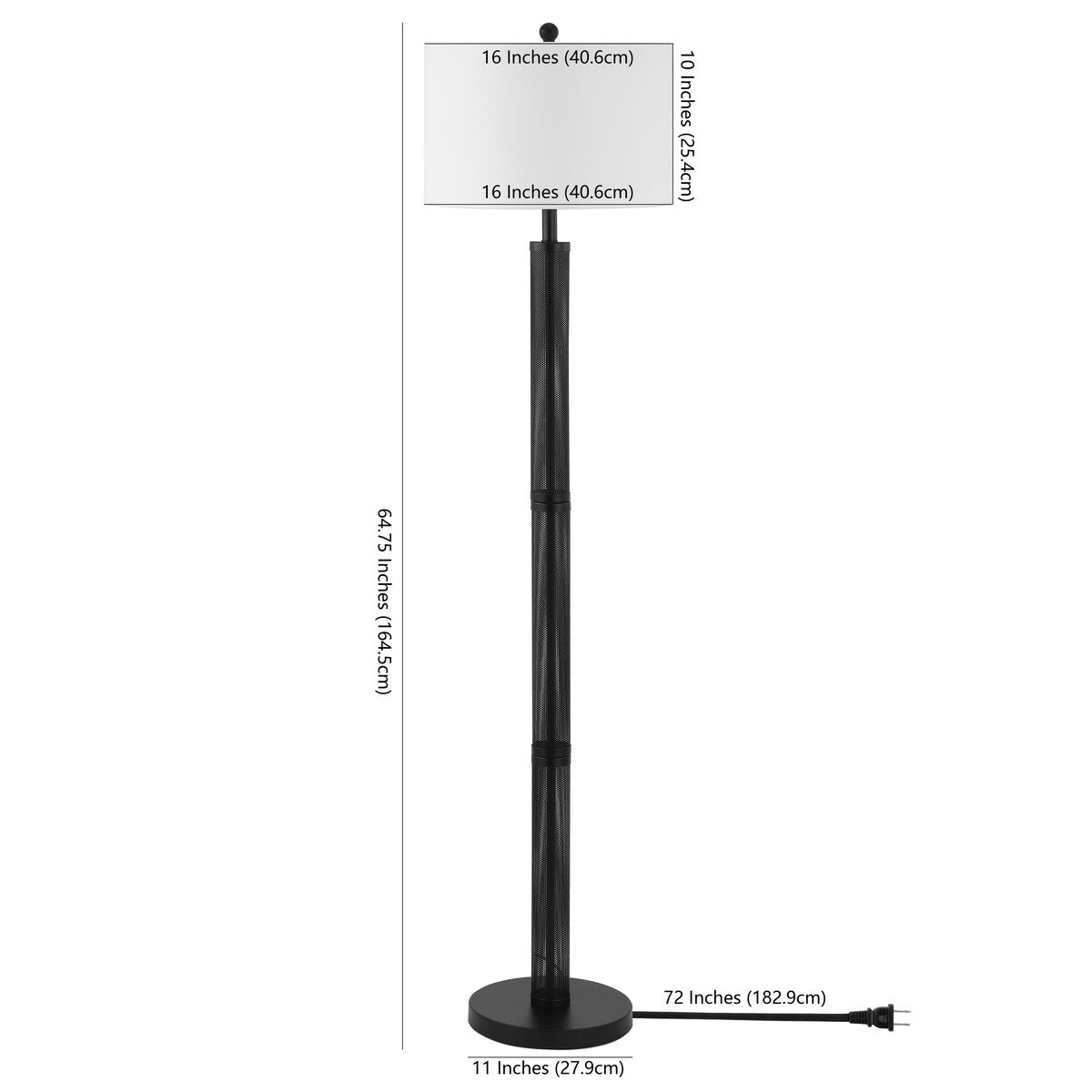 SAFAVIEH Lighting Keranka 65-inch Floor Lamp - 19" W x 19" D x 65" H - Black - 19Wx19Dx65H