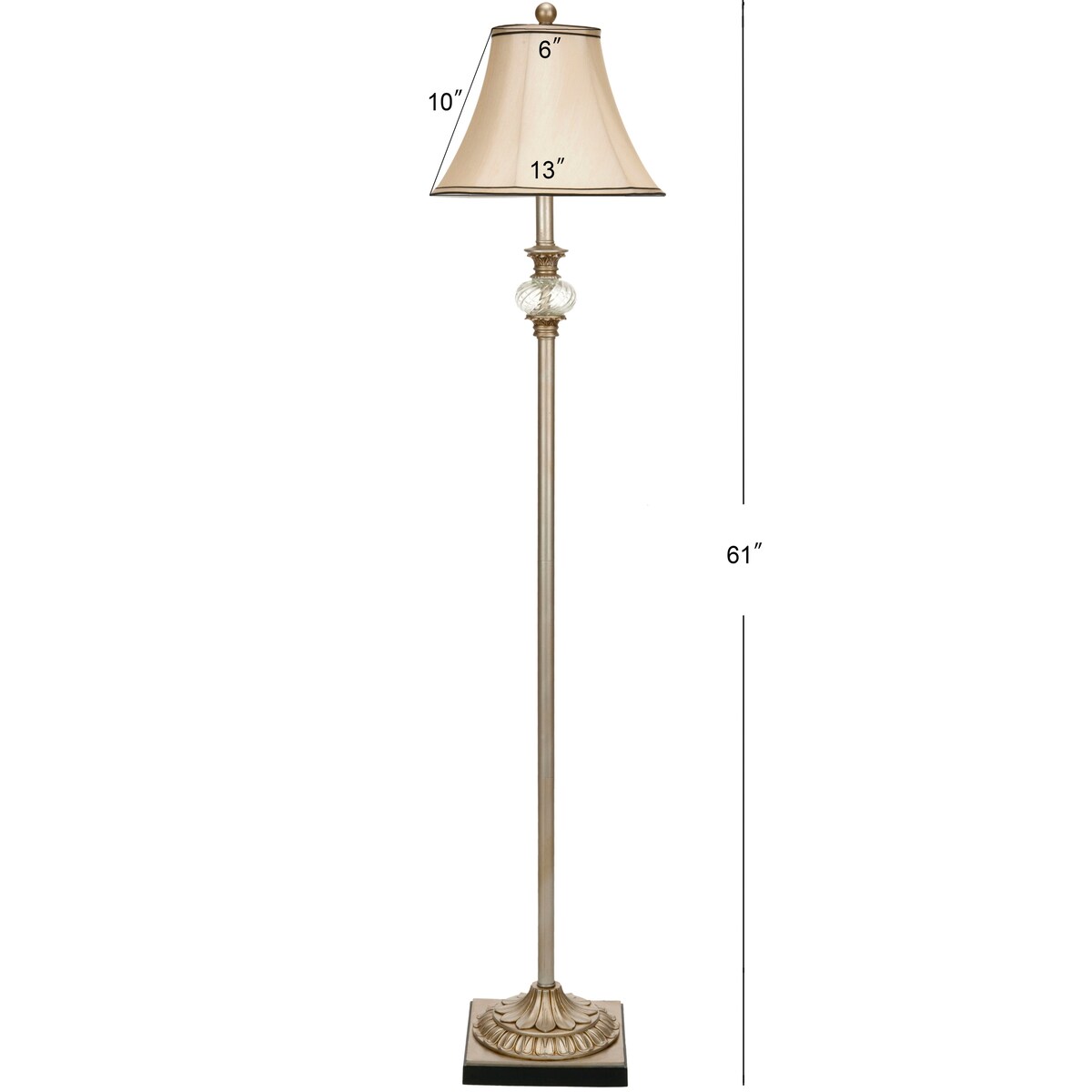 SAFAVIEH Lighting Kimberli 61-inch Floral Wood Floor Lamp - 13"x13"x61" - Silver - 13Wx13Dx61H