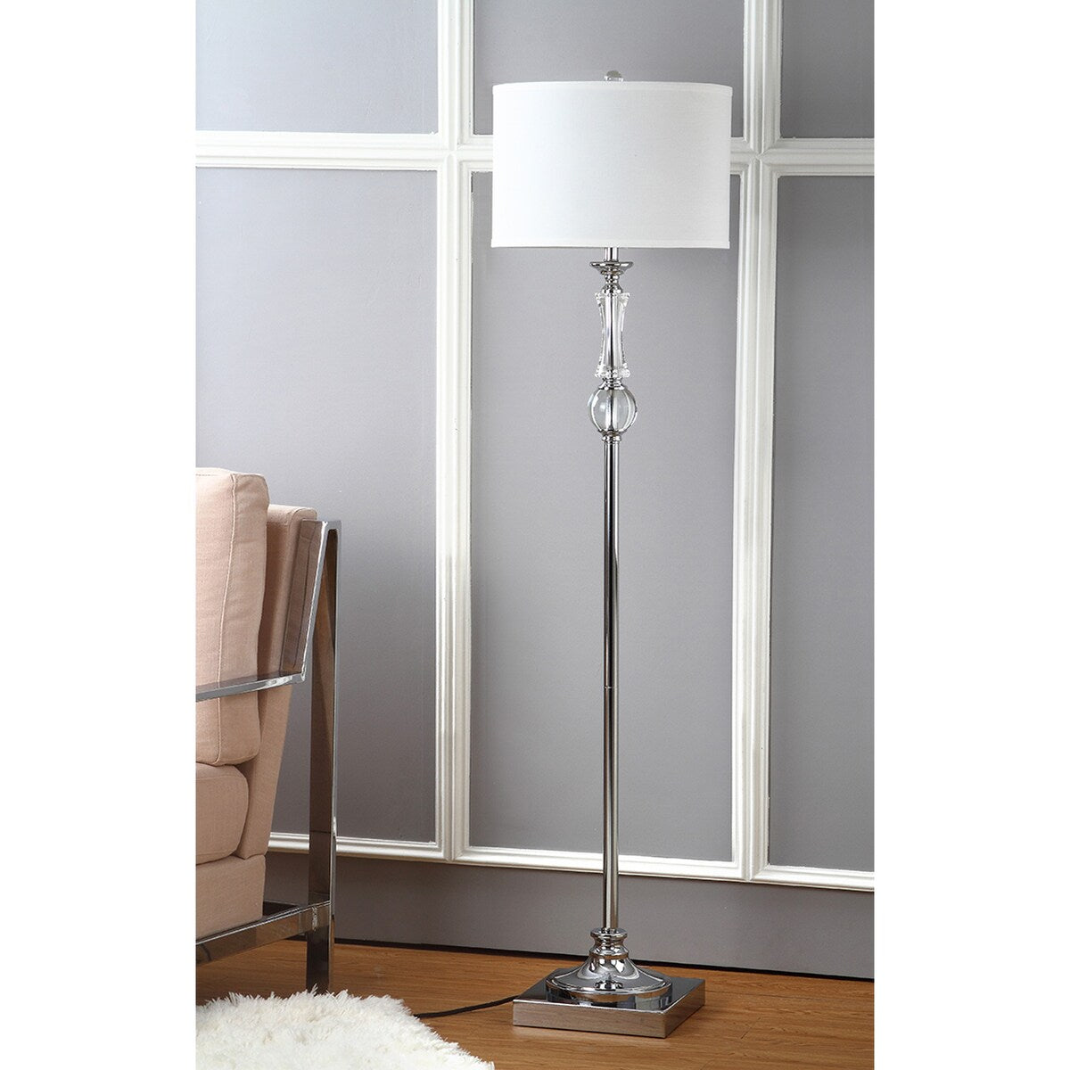 SAFAVIEH Lighting Kirstin 60-inch Crystal Floor Lamp - 15"x15"x60" - Clear/Chrome - 15Wx15Dx60H