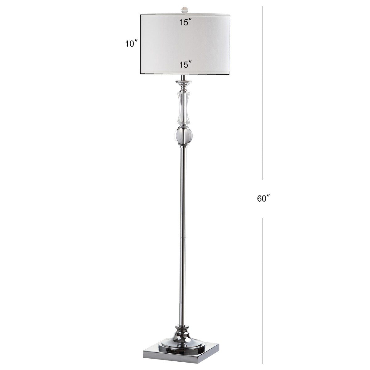 SAFAVIEH Lighting Kirstin 60-inch Crystal Floor Lamp - 15"x15"x60" - Clear/Chrome - 15Wx15Dx60H